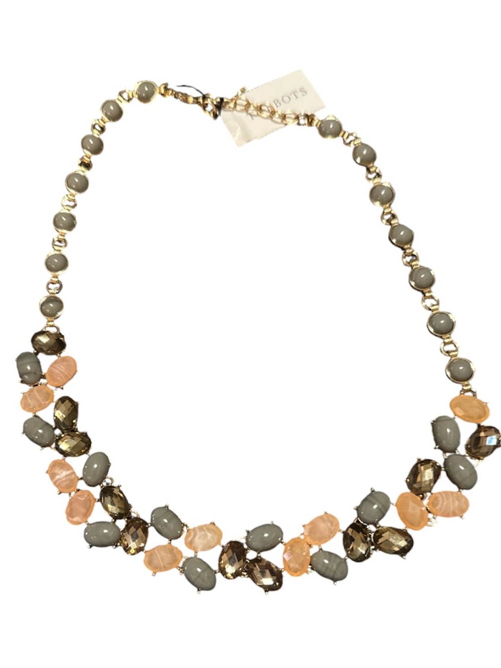 Talbots Peach, Gray & Smoke Beaded Statement Necklace